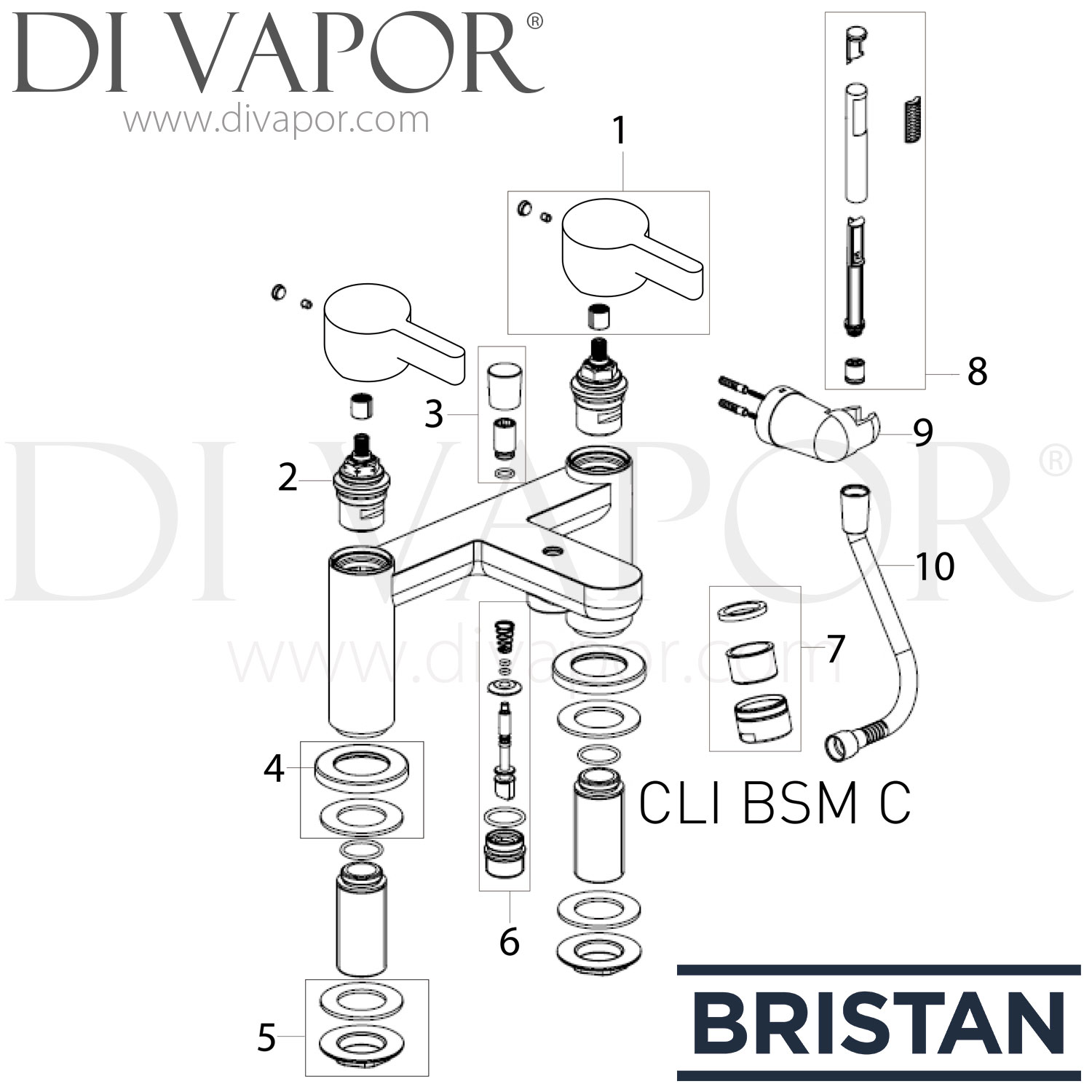 Bristan CLI BSM C Clio Bath Shower Mixer Spare Parts